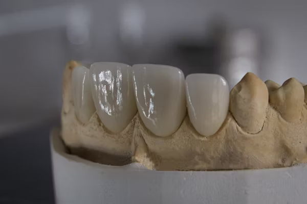 a dental model with several dental crowns